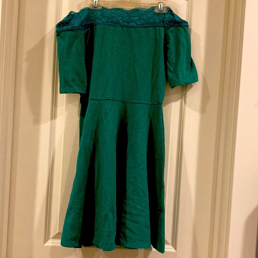 Off the shoulder top laced green dress